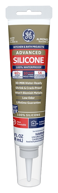 GE Advanced Silicone 2 Kitchen and Bath, Tub and Tile 10.1-oz Almond  Silicone Caulk