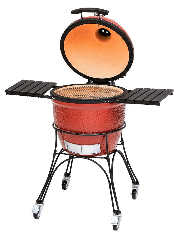 Kamado Joe KJ23RH Charcoal Grill, 245 sq-in Primary Cooking Surface, Red, Side Shelf Included: Yes