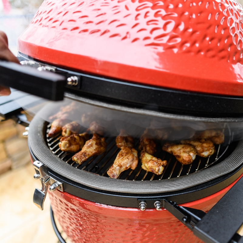 Kamado Joe Classic II KJ23RHC Grill, 256 sq-in Primary Cooking Surface, 660 sq-in Secondary Cooking Surface, Red