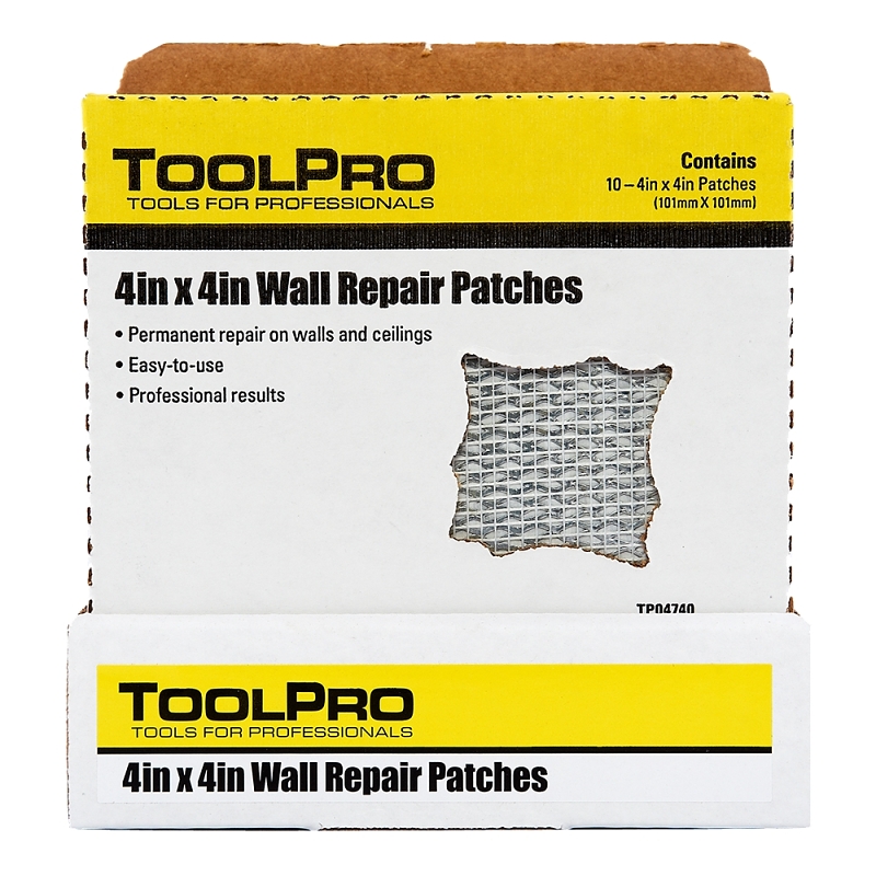 Toolpro TP04740 Drywall Repair Patch, 4 in H x 4 in W Dimensions, 10 Pack