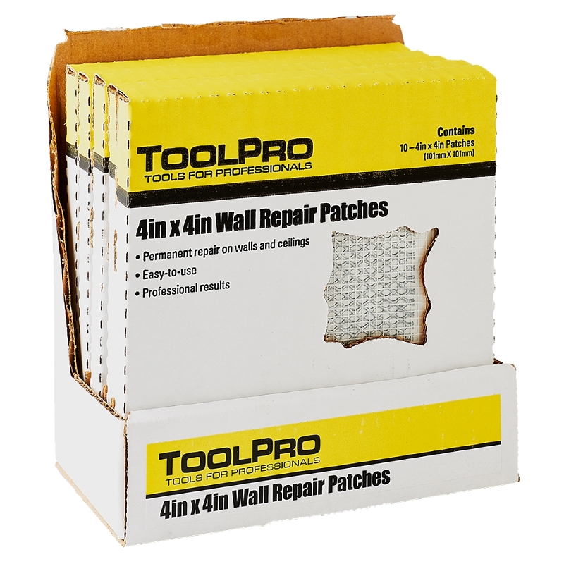 Toolpro TP04740 Drywall Repair Patch, 4 in H x 4 in W Dimensions, 10 Pack