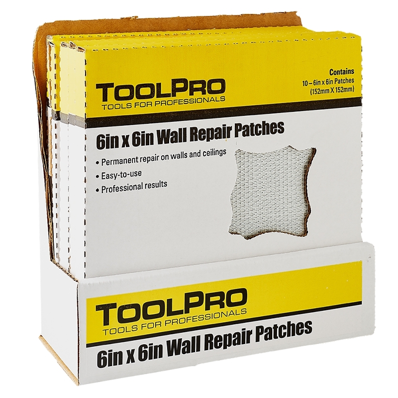 Toolpro TP04760 Drywall Repair Patch, 6 in H x 6 in W Dimensions, 10 Pack