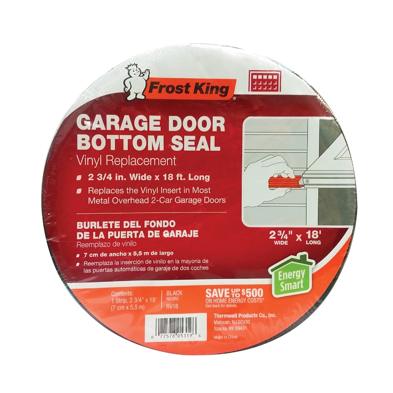 Frost King RV9 Garage Door Seal, 2-3/4 in W, 10 ft L, Vinyl, Black
