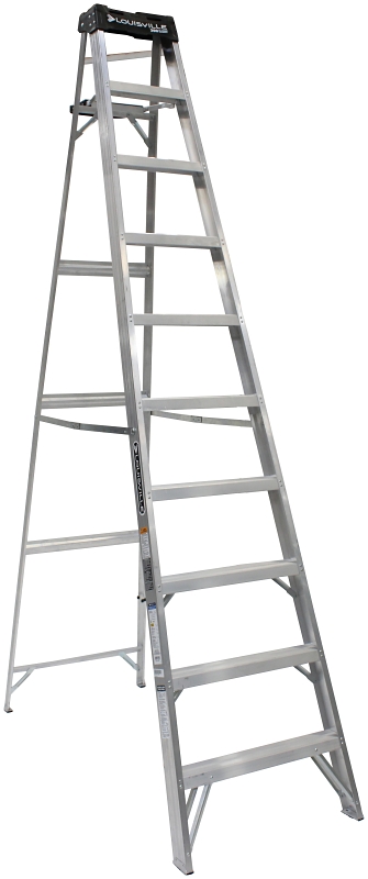 Louisville AS3010 Step Ladder, 10 ft H, Type IA Duty Rating, Aluminum, 300 lb, 9-Step, 170 in Max Reach