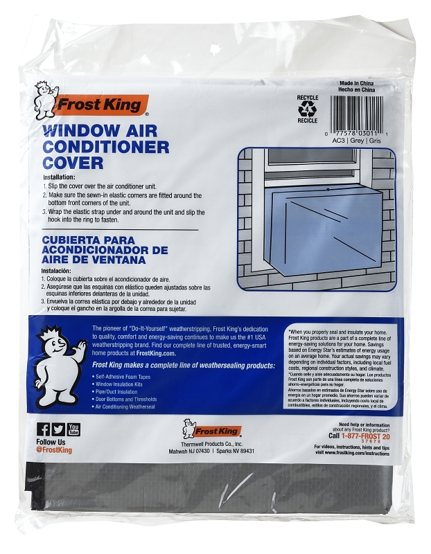 Frost King AC3H Air Conditioner Cover, 18 in L, 27 in W, 6 mil Thick Material, Polyethylene