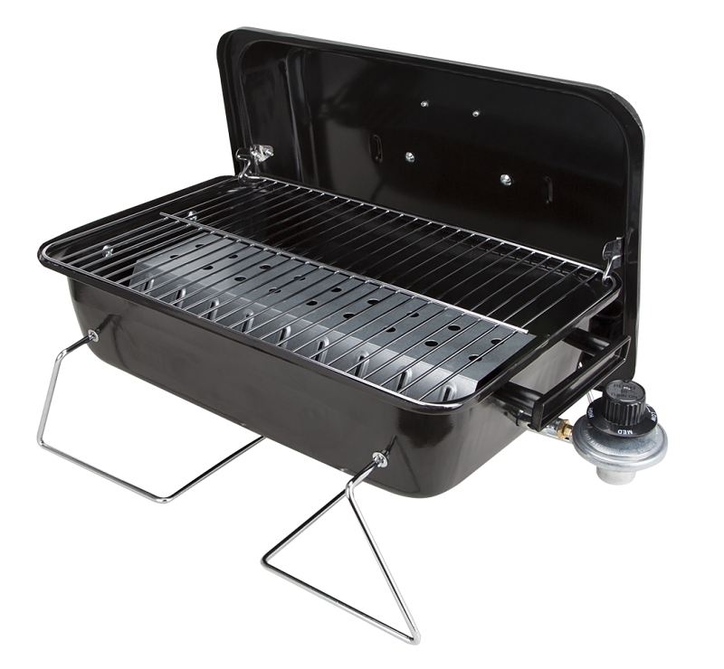 Omaha YL1081 Portable Gas Grill, 1-Grate, 168 sq-in Primary Cooking Surface, Black, Steel Body
