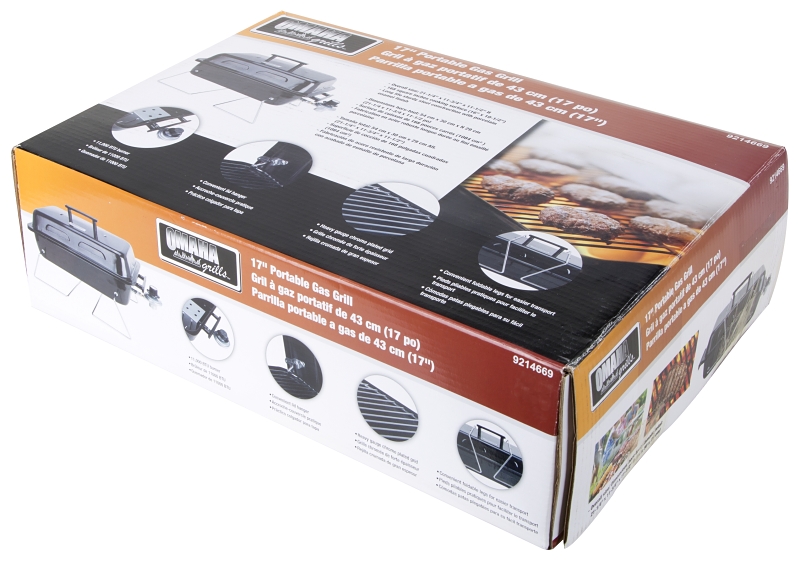Omaha YL1081 Portable Gas Grill, 1-Grate, 168 sq-in Primary Cooking Surface, Black, Steel Body