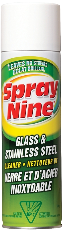 Spray Nine C23319 Glass and Stainless Steel Cleaner, 19 oz Aerosol Can, Liquid, Citrus, White