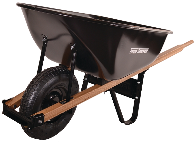 GARANT C6 Wheelbarrow, Hardwood Handle, 6 cu-ft Heap, Steel Tray, 61 in L x 25-1/2 in W x 28 in D, 16 in