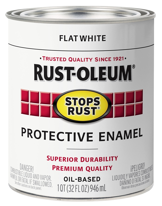 Rust-Oleum 353588 Rust Preventative Paint, Oil, Flat, White, 1 qt, 80 to 175 sq-ft Coverage Area