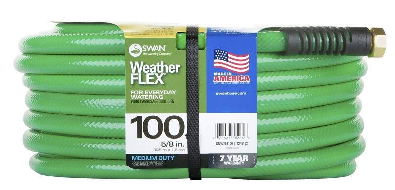 Swan SNWF58100 Garden Hose, 100 ft L, Vinyl, Green