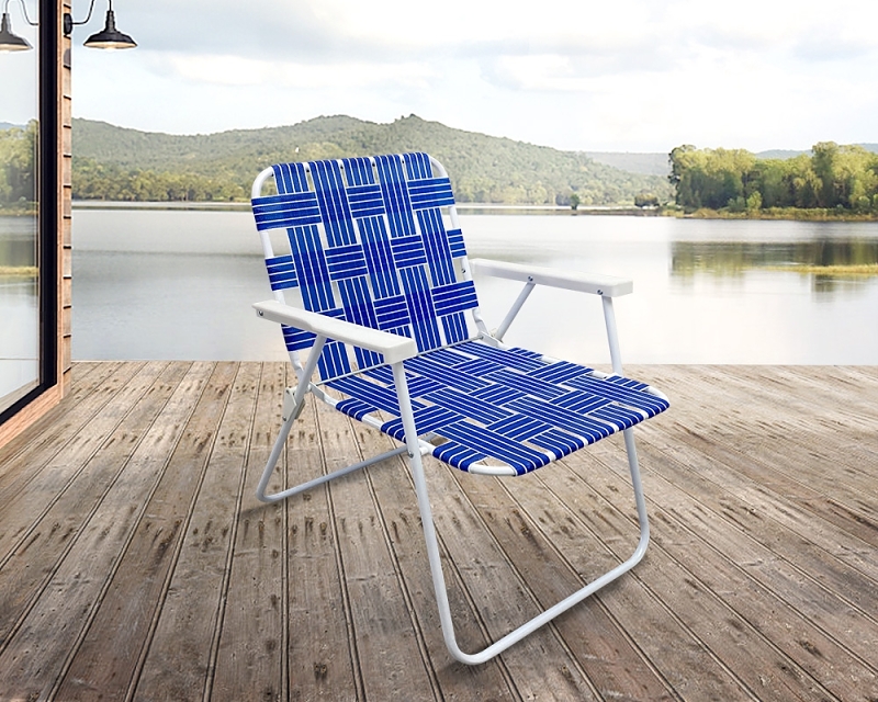 Seasonal Trends AC4007-BLUE Folding Web Chair, 22.83 in W, 23.62 in D, 30.71 in H, 250 lbs Capacity, Steel Frame