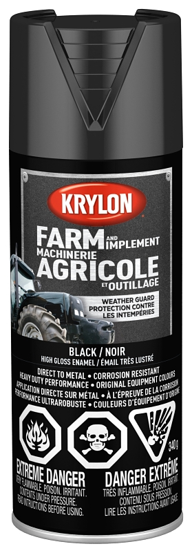 Krylon 1931 Farm Equipment Spray, High-Gloss, Black, 12 oz, Can