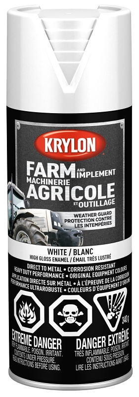 Krylon 1937 Farm Equipment Spray, High-Gloss, White, 12 oz, Can