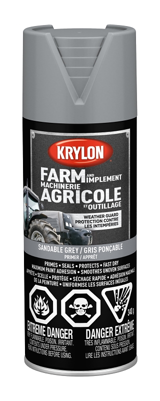 Krylon 1950 Farm and Implement Primer, Sandable Gray, 12 oz