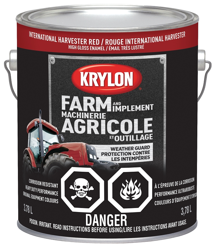 Krylon 1964 Farm Equipment Paint, High-Gloss Sheen, International Harvester Red, 128 oz