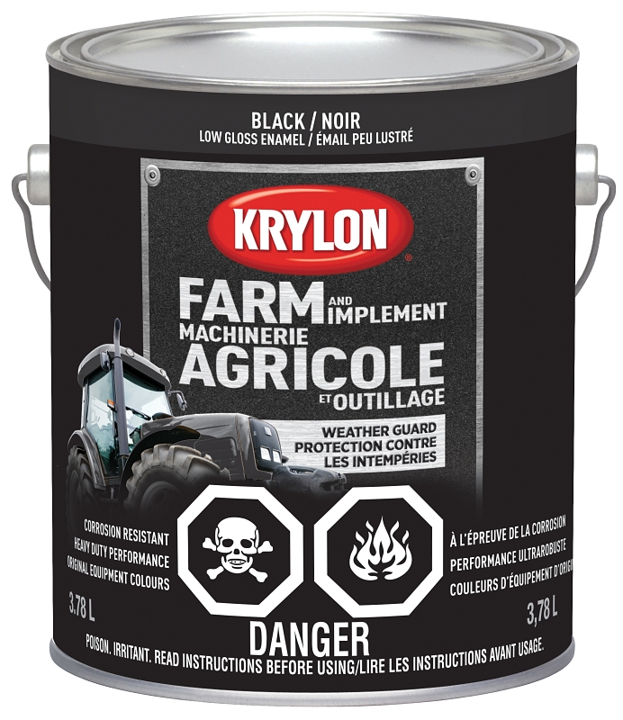 Krylon 1965 Farm Equipment Paint, High-Gloss Sheen, Black, 128 oz, 50 to 200 sq-ft/gal Coverage Area