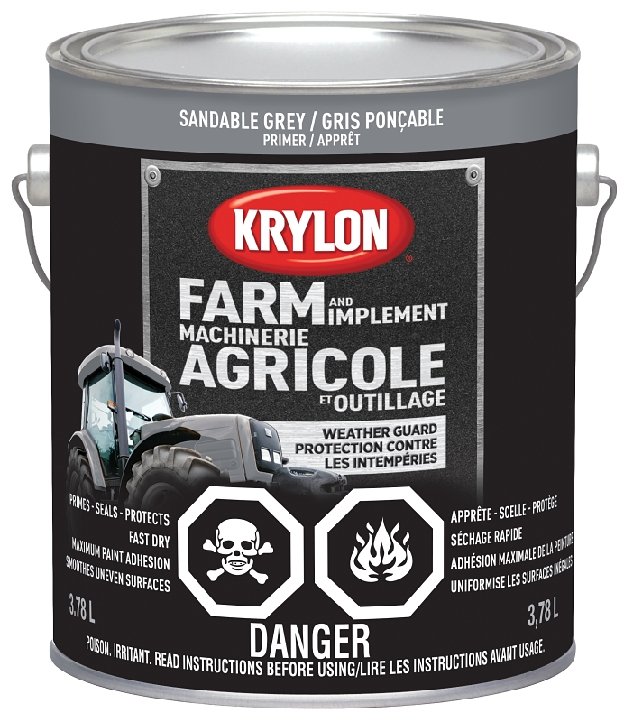Krylon 419810000 Farm and Implement Primer, 128 oz, Sandable Gray