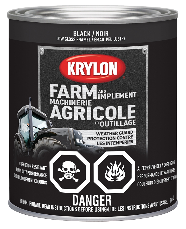 Krylon 2022 Farm Equipment Paint, Low Gloss, Black, 32 oz