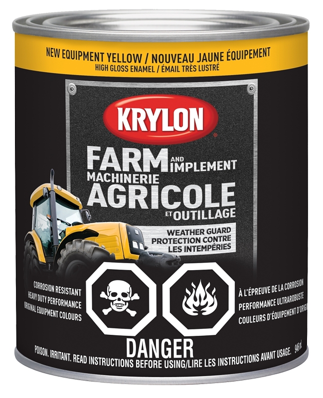 Krylon 2037 Farm Equipment Paint, New Equipment Cat Yellow, 32 oz