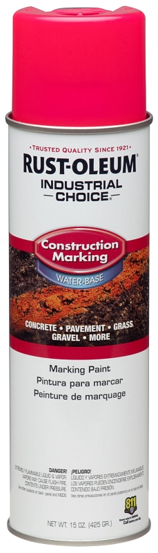 Rust-Oleum 264702 Marking Spray Paint, Water Base, <5 min Drying, Fluorescent Pink, 17 oz Can