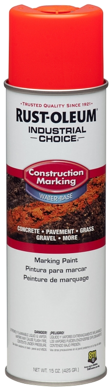 Rust-Oleum 264699 Marking Spray Paint, Water Base, <5 min Drying, Fluorescent Red/Orange, 17 oz Can