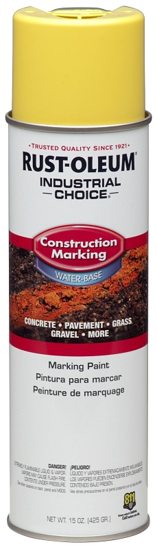 Rust-Oleum 264695 Marking Spray Paint, Water Base, <5 min Drying, Hi-Vis Yellow, 17 oz Can
