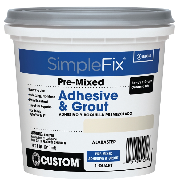 Custom SimpleFix TAGAQT Pre-Mixed Adhesive and Grout, Alabaster, 1 qt Pail
