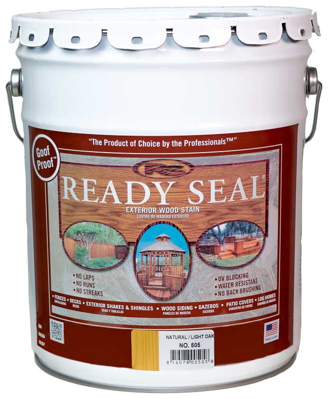 Ready Seal 505C Stain and Sealer, Natural/Light Oak, Liquid, 5 gal