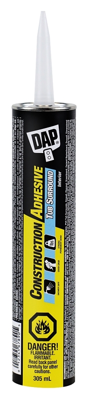 DAP 74885 Construction Adhesive Tub Surround, White, 305 mL Cartridge