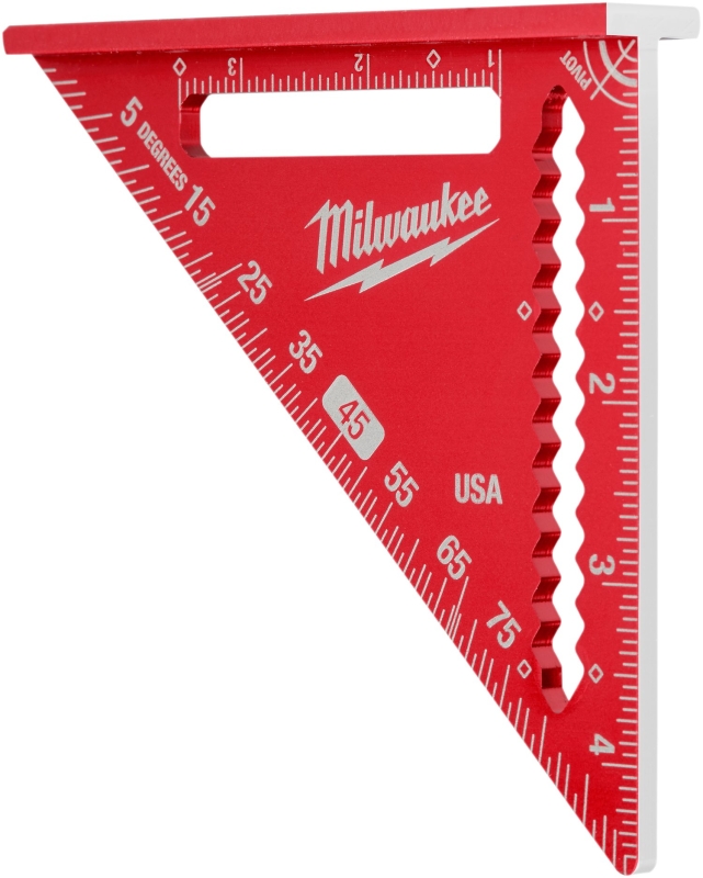 Milwaukee MLSQ040 Trim Square, 16th Graduation, Aluminum, 4-1/2 in L, 4-3/4 in W