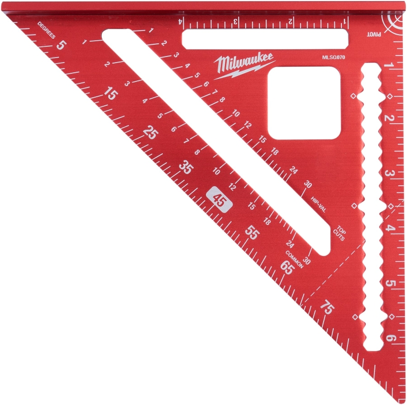 Milwaukee MLSQ070 Rafter Square, 1/8th, Aluminum, 7-1/4 in L, 7-1/4 in W