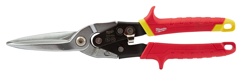 Milwaukee 48-22-4537 Aviation Snip, 11-1/2 in OAL, 3 in L Cut, Long, Straight Cut, Steel Blade, Ergonomic Handle