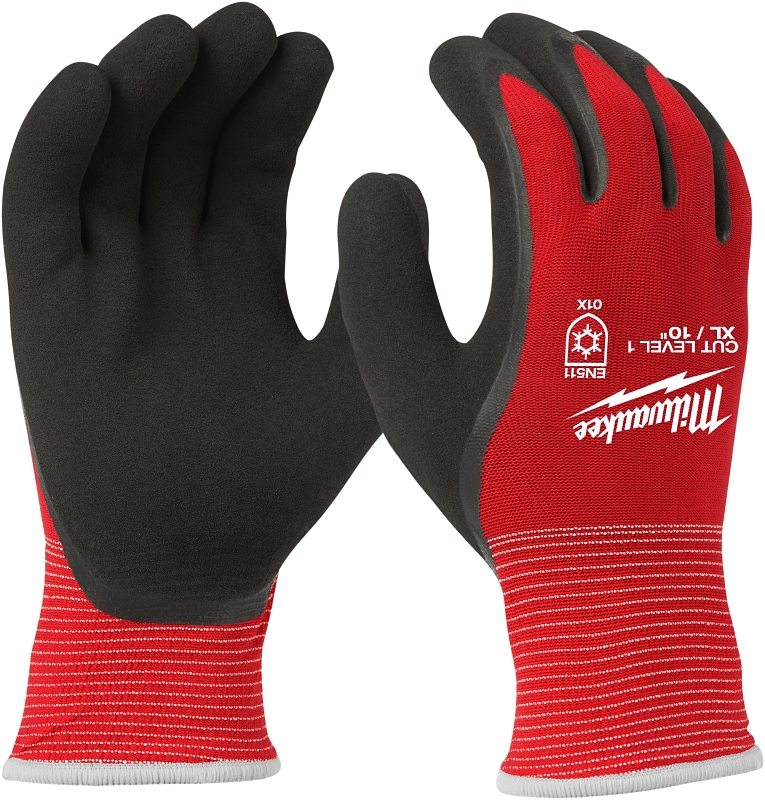 Milwaukee 48-22-8913 Dipped, Insulated Gloves, Unisex, XL, 11.4 in L, Knit Cuff, Nylon, Red/Black