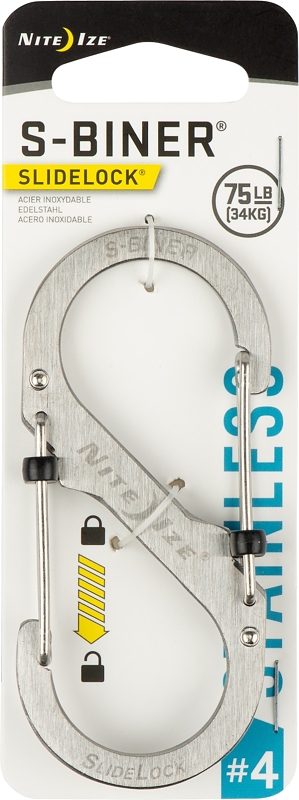 Nite Ize LSB4-11-R3 Key Carabiner, 1.6 in OAL, Stainless Steel, Stainless Steel