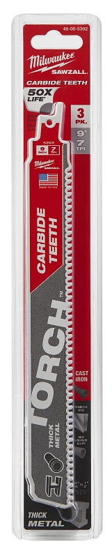 BLADE SAWZALL CARBIDE 7TPI 9IN