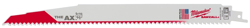 Milwaukee AX SAWZALL 48-00-8027 Reciprocating Saw Blade, 1 in W, 12 in L, 5 TPI, HSS-Co 8 Cutting Edge