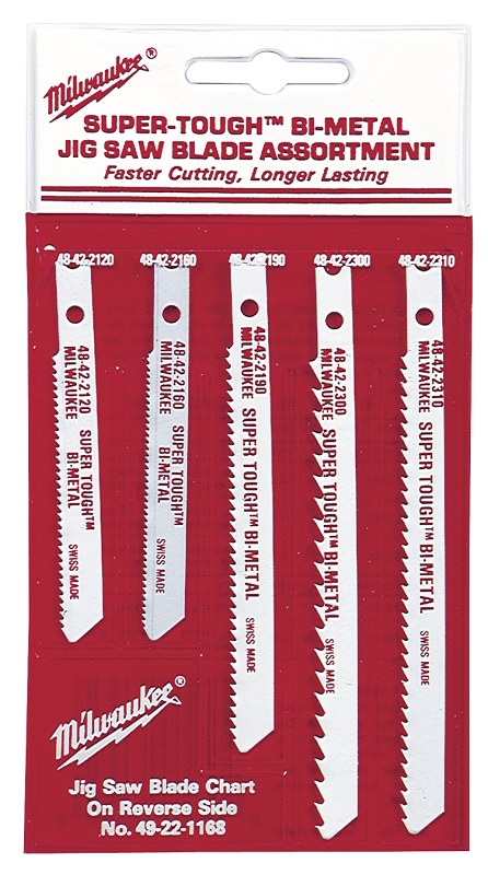 Milwaukee 49-22-1168 Jig Saw Blade Assortment, 5-Piece, Bi-Metal