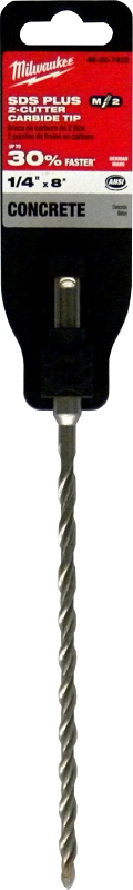 Milwaukee M/2 48-20-7432 Hammer Drill Bit, 1/4 in Dia, 8 in OAL, Spiral Flute, 4-Flute, 25/64 in Dia Shank