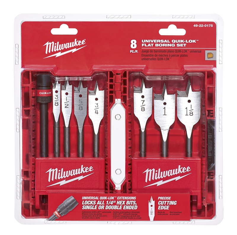 Milwaukee 49-22-0175 Boring Bit Set, Universal, 8-Piece, Steel