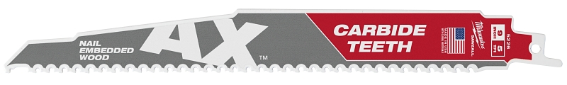 Milwaukee 48-00-5226 Reciprocating Saw Blade, 9 in L, 5 TPI, Carbide Cutting Edge
