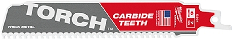 Milwaukee 48-00-5201 Reciprocating Saw Blade, 3/4 in W, 6 in L, 7 TPI, Carbide Cutting Edge
