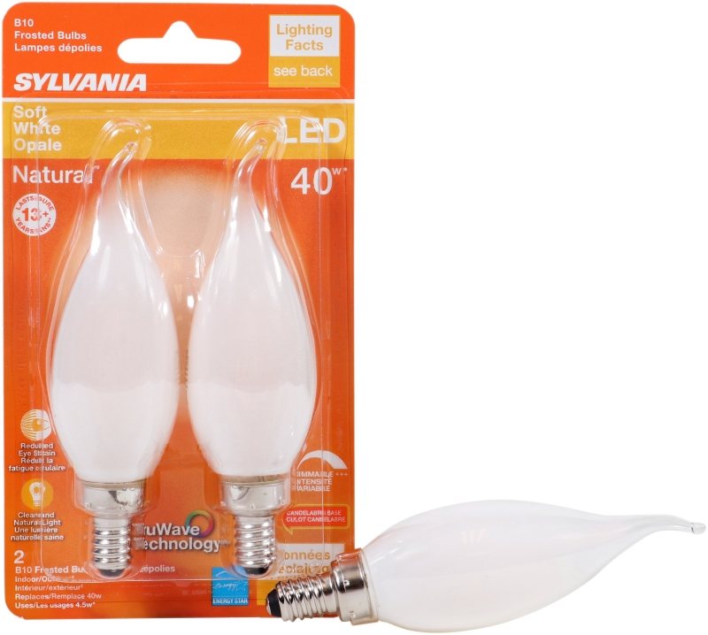 Sylvania 40779 Natural LED Bulb, Decorative, 350 Lumens, 4.5 W, B10 Bent Tip Lamp, 40 W Equivalent, E12 Lamp Base