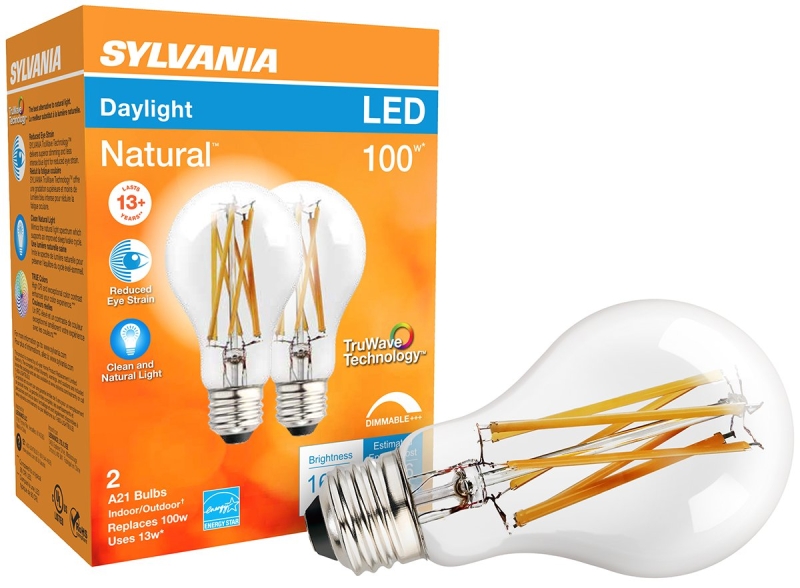 Sylvania 49828 Natural LED Bulb, General Purpose, 1600 Lumens, 13 W, A21 Lamp, 100 W Equivalent, E26 Lamp Base, Dimmable