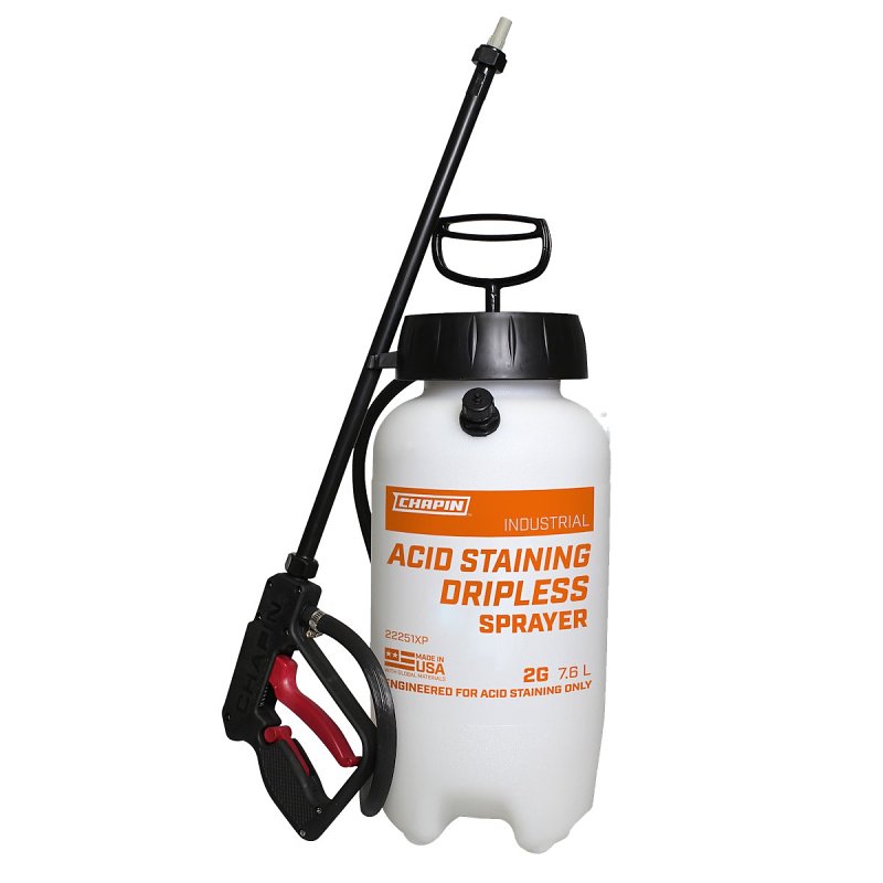 Chapin 22251XP Industrial Dripless Acid Cleaning Sprayer, 2 gal, Poly Tank, 42 in L Hose, Adjustable Poly Cone Nozzle