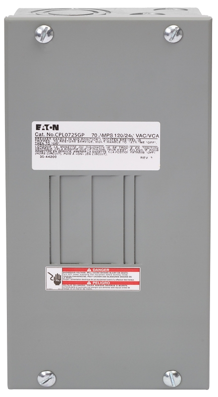 Eaton CPL072SGP Load Center, 70 A, 2-Space, 4-Circuit, Non-Combination, Plug-In Main Lug, Type BR, NEMA 1 Enclosure