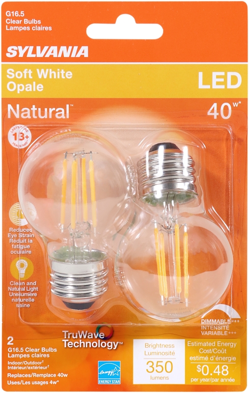 BULB LED G16.5 CLEAR SFTWHT 4W