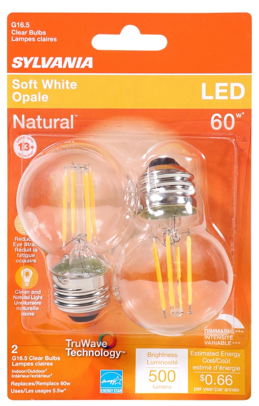 BULB LED G16.5 CLEAR SFTWHT 5W