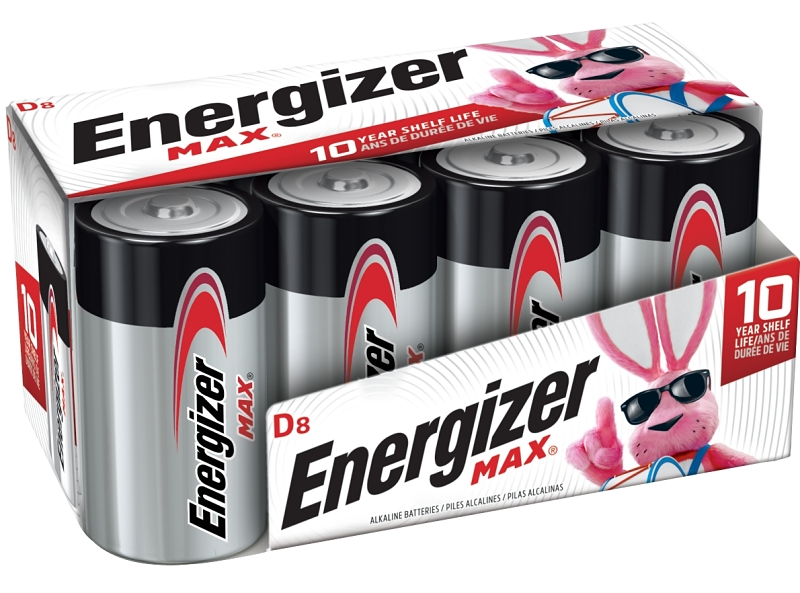 Energizer E95FP-8 Battery, 1.5 V Battery, 20.5 Ah, D Battery, Alkaline, Manganese Dioxide, Zinc, Silver