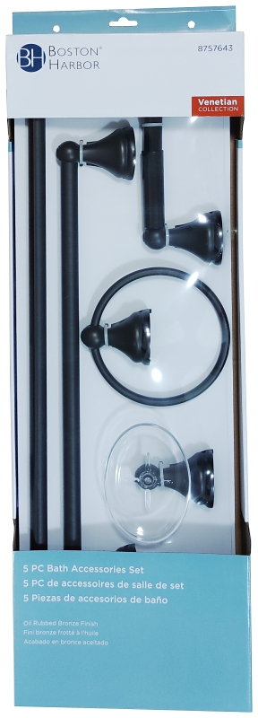 Boston Harbor L0005005B50-10 Bath Accessory Set, Oil Rubbed Bronze, 5-Piece, For: Bathroom